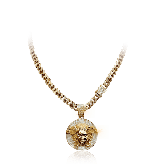 Medusa Necklace Full Diamonds 18k gold.