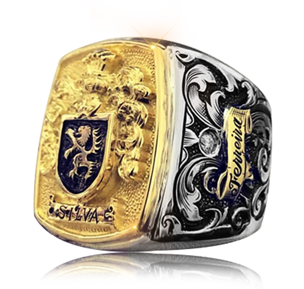 Mixed Gold-Silver Family Crest Ring